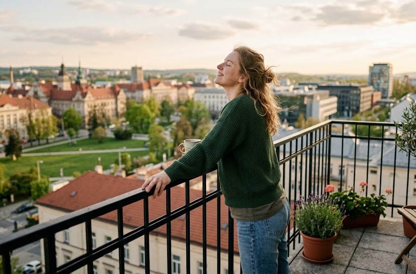 Klidné okno s pohledem do zahrady